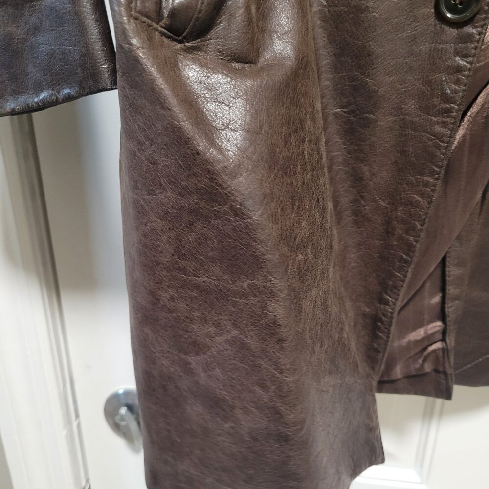 Zara leather trench coat men’s, brown size L - Picture 5 of 15